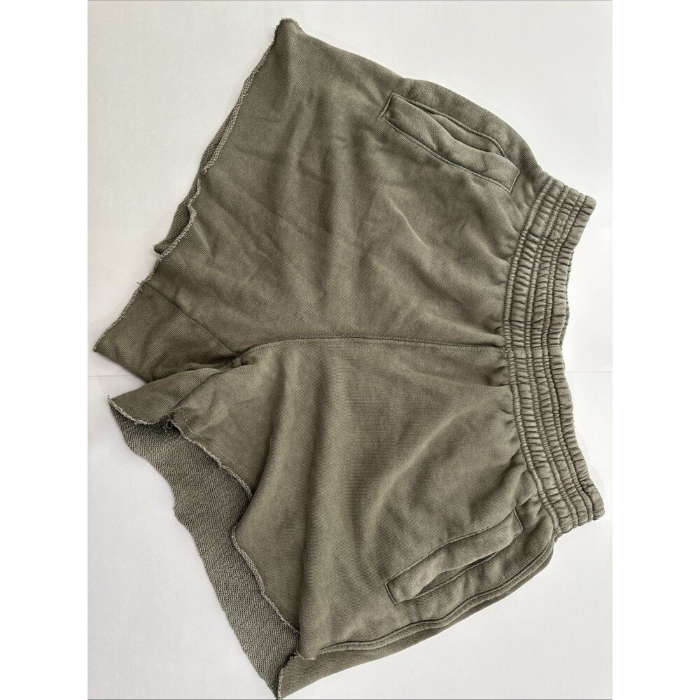 Aerie On My Way High Waisted Shorts Olive Green Fleece Lounge Sweat Shorts  XS